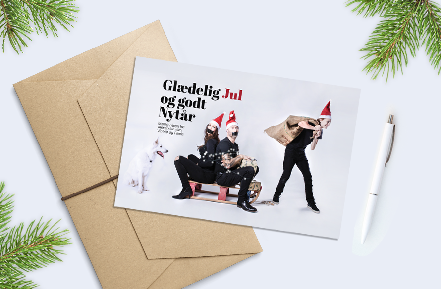 Julekort med nisser, lav dit eget julekort med sjove fotos