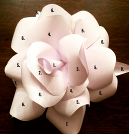 Papirs blomster med nummer på